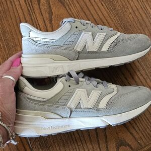 New Balance Gray and Cream Sneakers